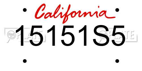 15151S5 California License Plate
