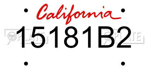 15181B2 California License Plate