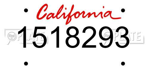 1518293 California License Plate