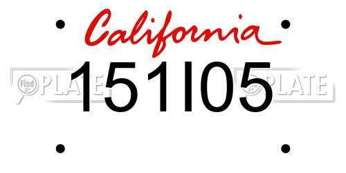 151I05 California License Plate