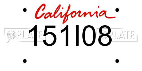151I08 California License Plate