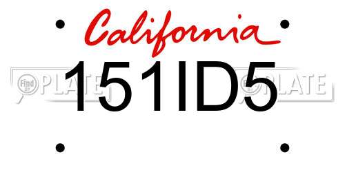 151ID5 California License Plate