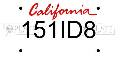 151ID8 California License Plate