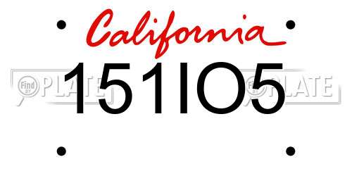 151IO5 California License Plate