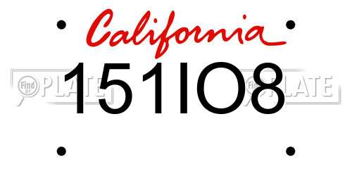 151IO8 California License Plate
