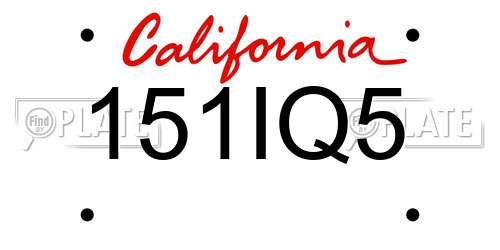 151IQ5 California License Plate