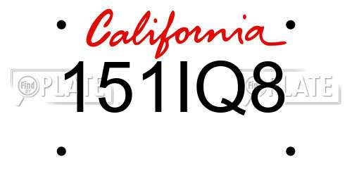 151IQ8 California License Plate