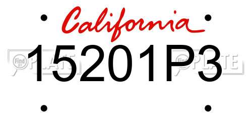 15201P3 California License Plate