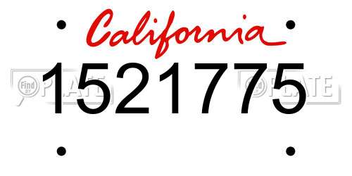1521775 California License Plate
