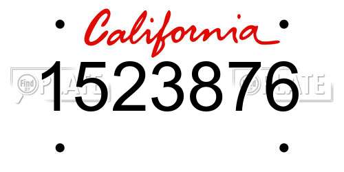 1523876 California License Plate