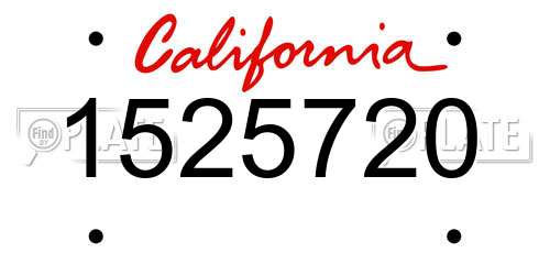 1525720 California License Plate