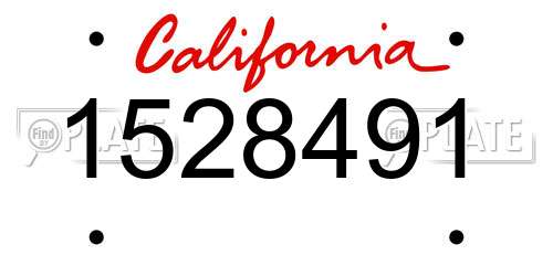 1528491 California License Plate