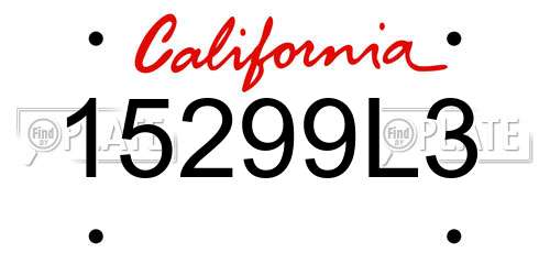 15299L3 California License Plate