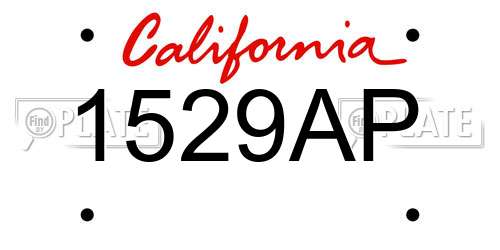 1529AP California License Plate