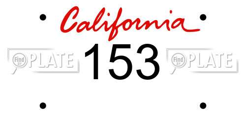 153 California License Plate