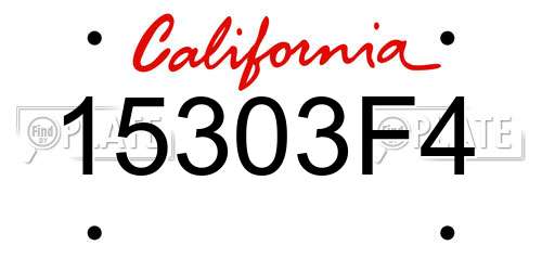 15303F4 California License Plate