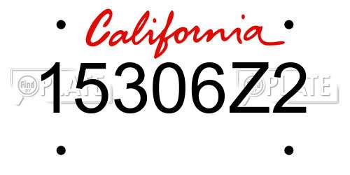 15306Z2 California License Plate