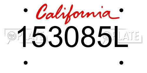 153085L California License Plate