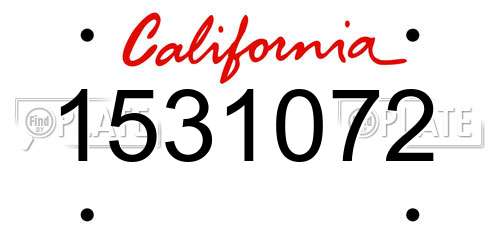 1531072 California License Plate