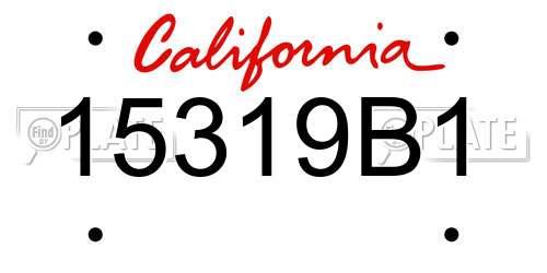 15319B1 California License Plate