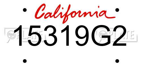 15319G2 California License Plate