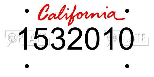 1532010 California License Plate