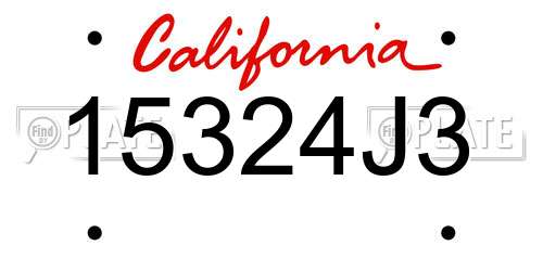 15324J3 California License Plate