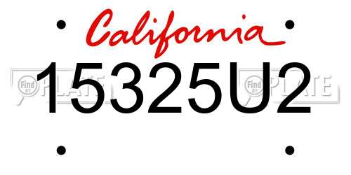 15325U2 California License Plate