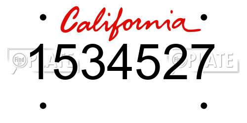 1534527 California License Plate