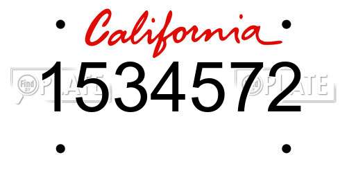 1534572 California License Plate
