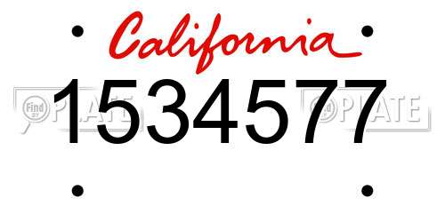 1534577 California License Plate