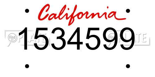 1534599 California License Plate