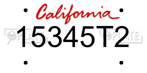 15345T2 California License Plate