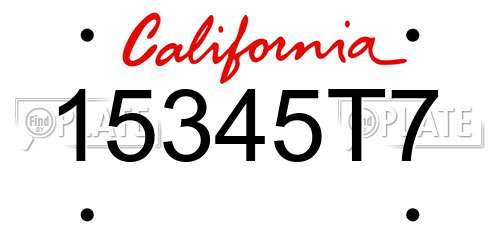 15345T7 California License Plate