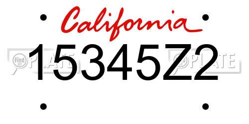 15345Z2 California License Plate