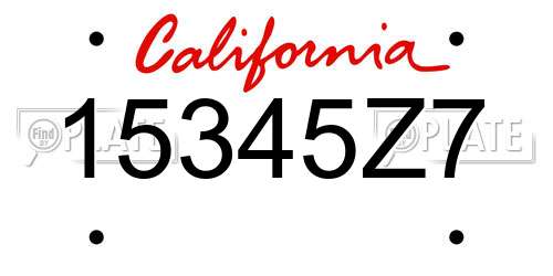 15345Z7 California License Plate