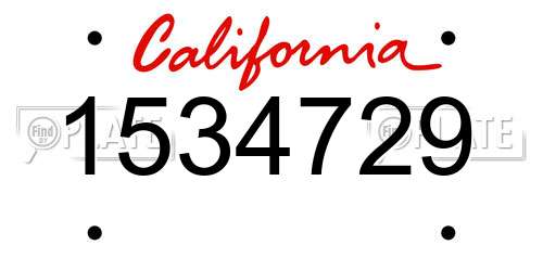 1534729 California License Plate