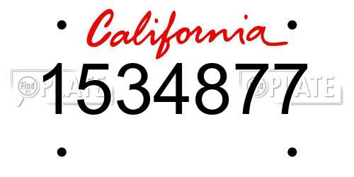 1534877 California License Plate