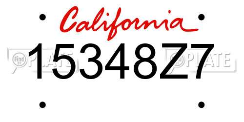 15348Z7 California License Plate