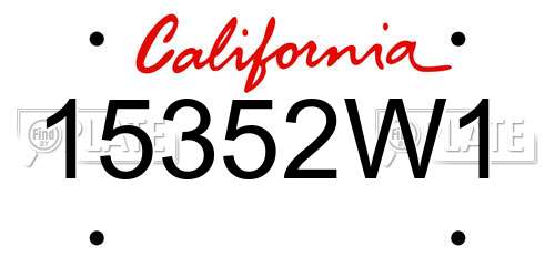 15352W1 California License Plate