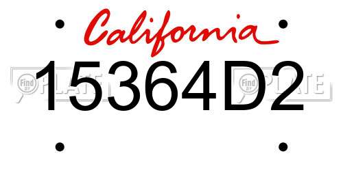 15364D2 California License Plate