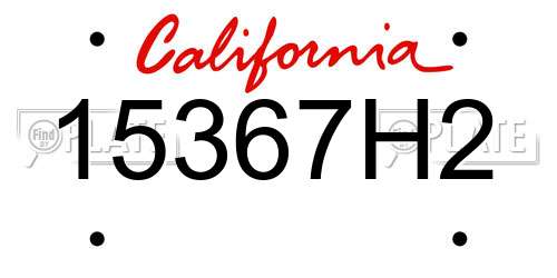 15367H2 California License Plate