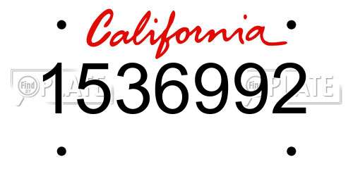 1536992 California License Plate