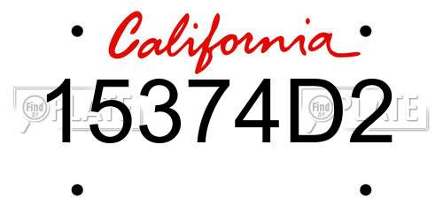 15374D2 California License Plate