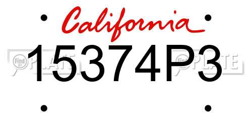 15374P3 California License Plate
