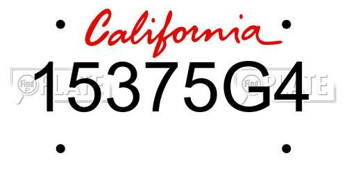 15375G4 California License Plate