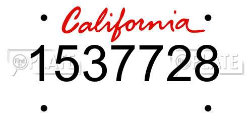 1537728 California License Plate