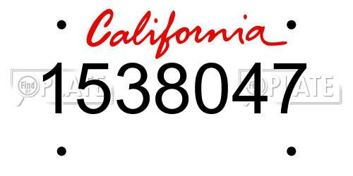 1538047 California License Plate