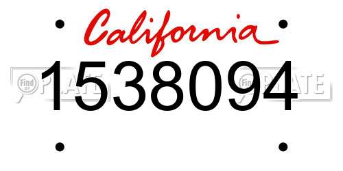 1538094 California License Plate