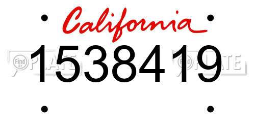 1538419 California License Plate